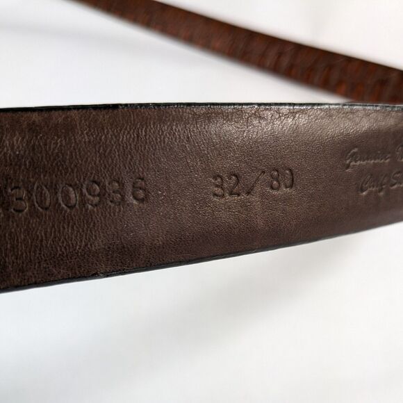 Bill Adler Dress Belt 32 Brown Croc Embossed Calfskin Italian Vintage Silver - Picture 7 of 9